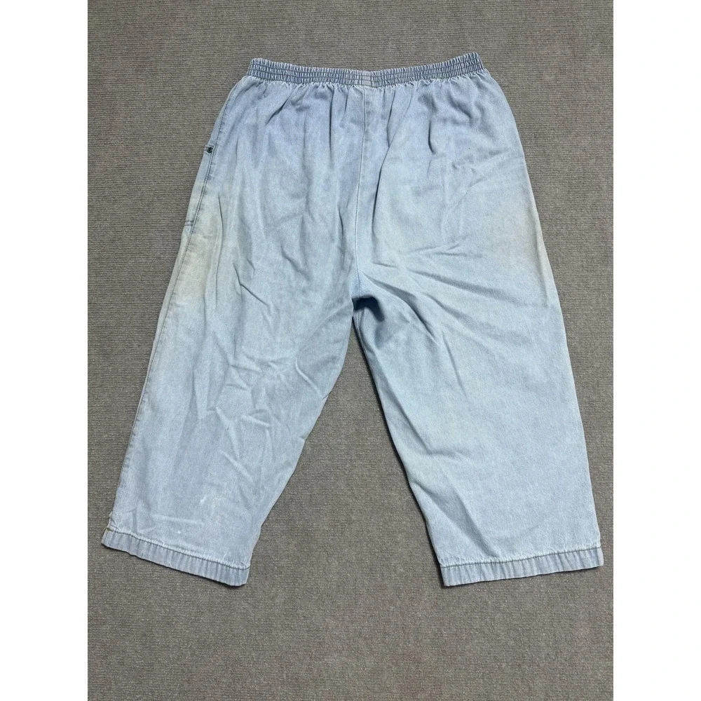 American Sweetheart Pants Girls Size 12A Light Blue‎ Denim Cropped Elastic Waist